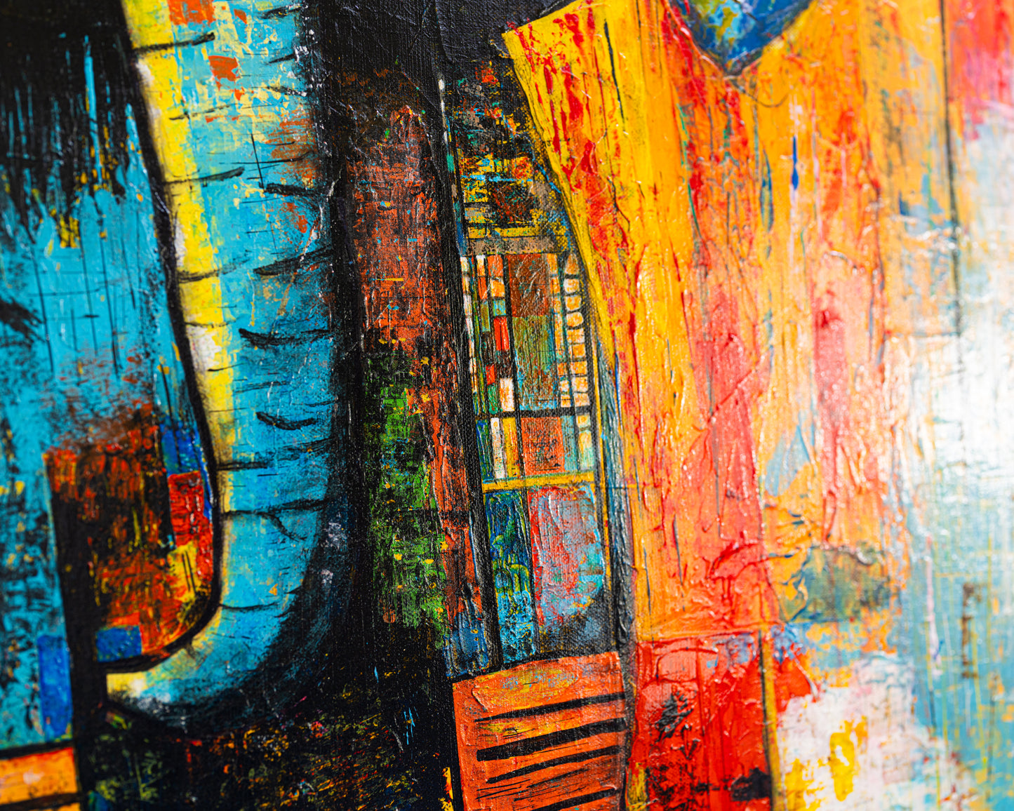 Abstract art with vibrant colors and textured brushstrokes