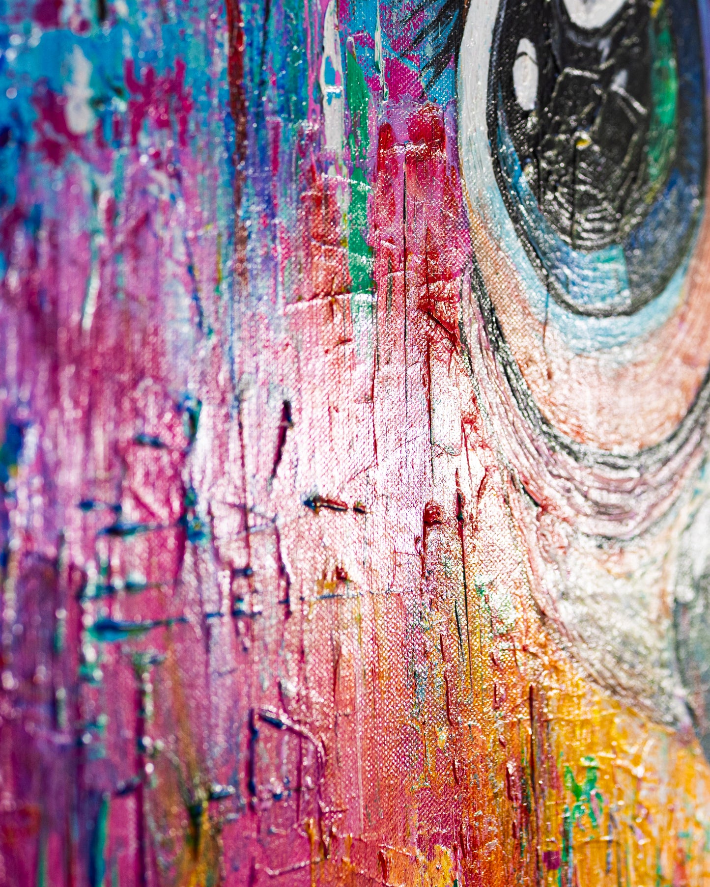 Abstract art with vibrant colors and textural elements