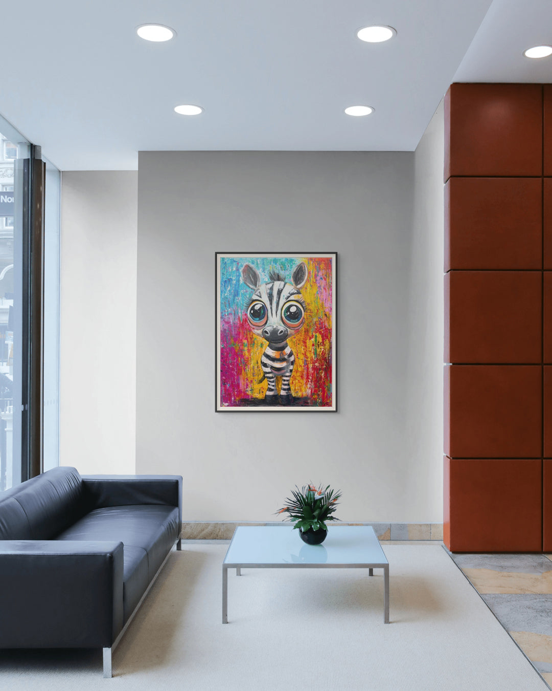 zebra painting in a waiting room