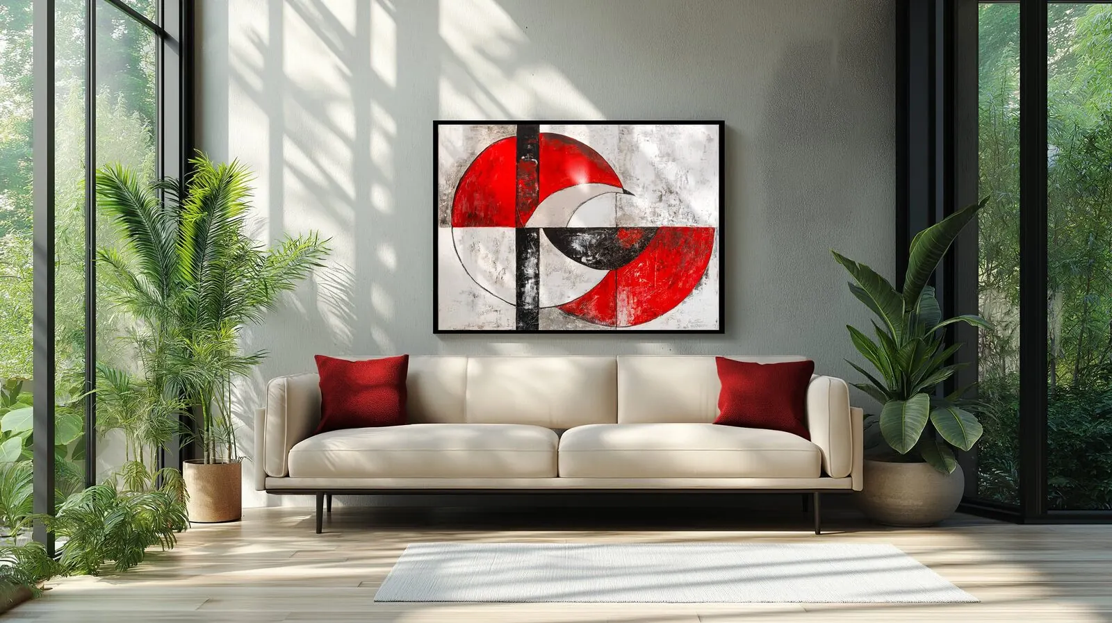 Geometric Pulse in a bright modern living room