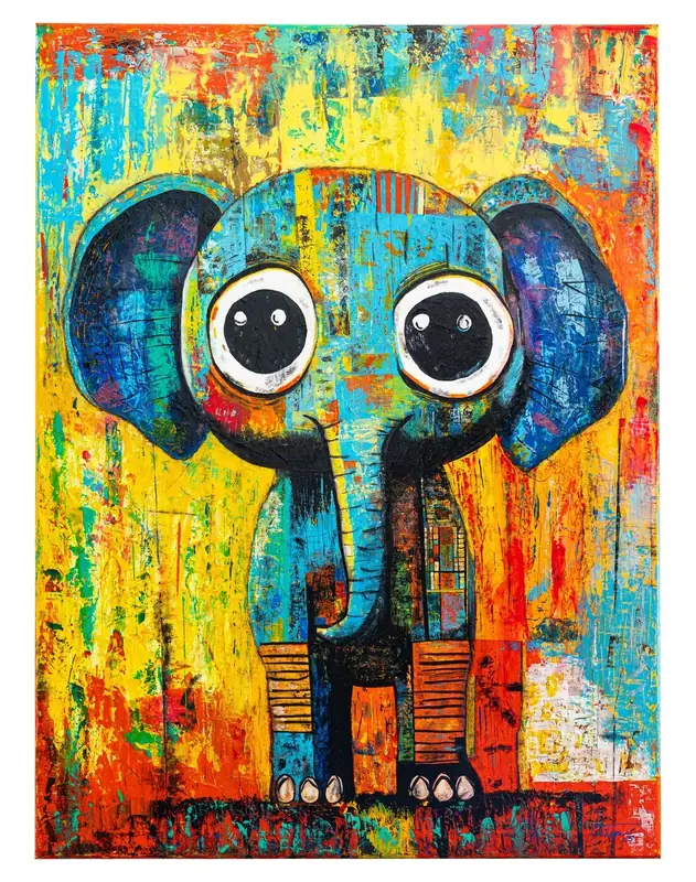 Acrylic Jungle — Wide-eyed animals in bold colour, painted for family homes.