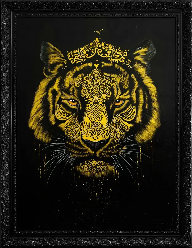 Soul in Gold — Sacred animals in 24K gold leaf on deep black.