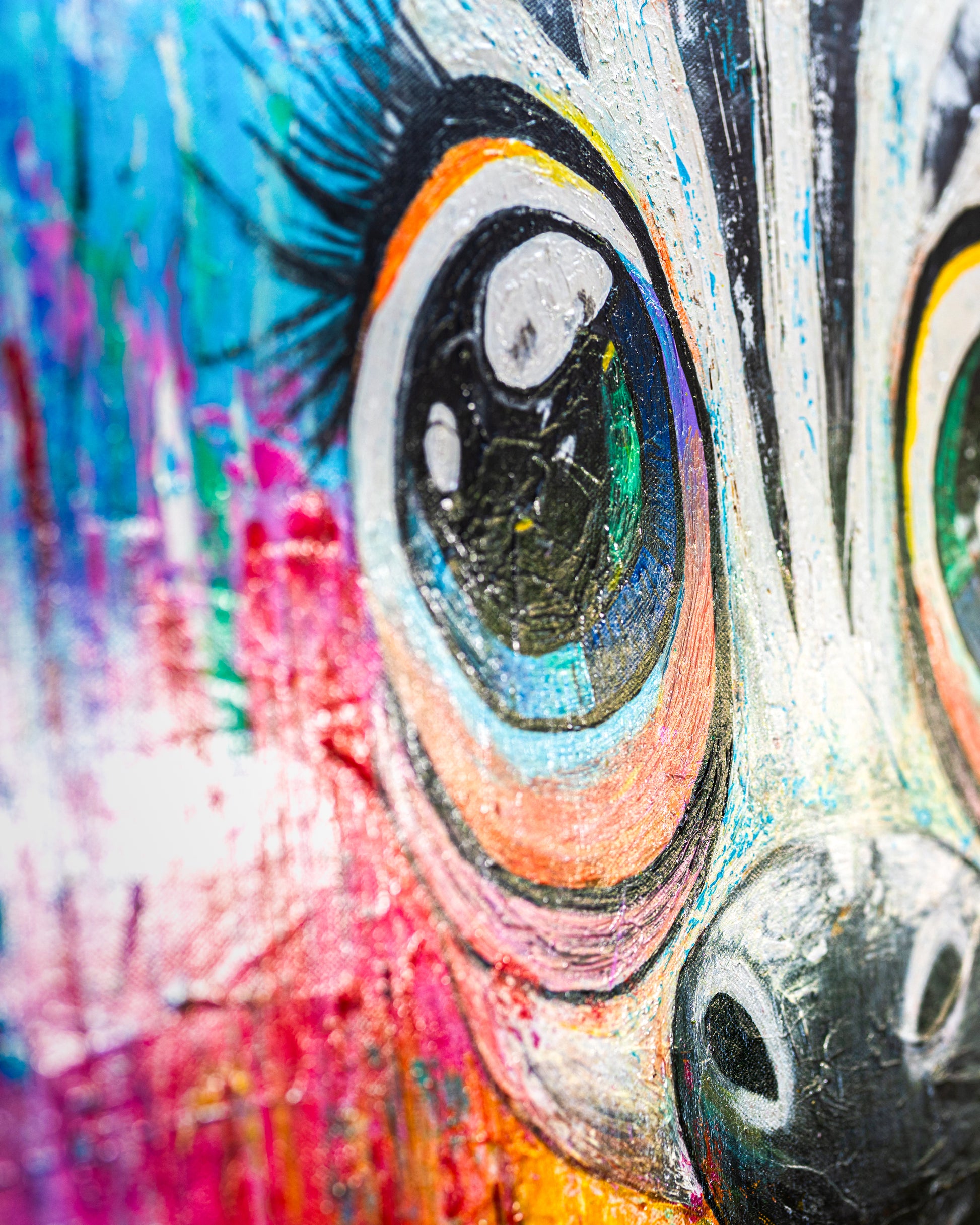 Close-up of a colorful fish with vibrant eye details